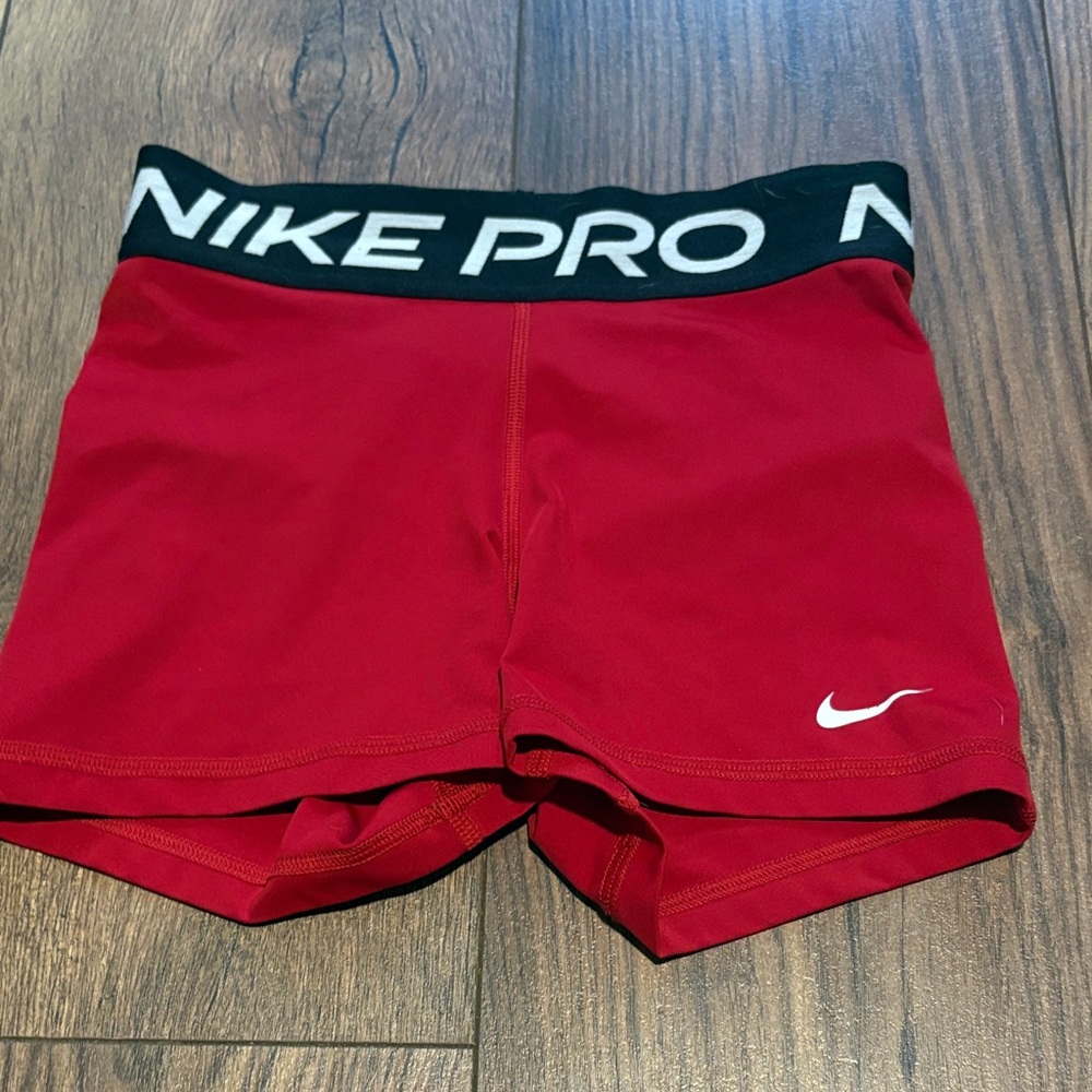 Nike Pro Red Shorts with Black Waistband
